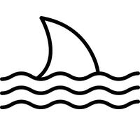 Shark Fin and Waves Sea Surfing Animal Vinyl Decal Sticker for Car/Window/Wall (White Matt)