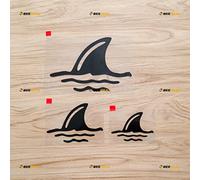 Shark Fin in Water Sea Great White Shark Fish Sticker Decal Vinyl - 3 Pack Black, 7.6cm, 10.2cm, 15.2cm - No Background for Car Boat Laptop Cup Phone