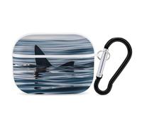 Shark Fin Water AirPods Pro Case Cover with Keychain Ring PC Hard Shell Protective Case for AirPods Pro 2nd for Women Men Generation Easy Open Full Drop Protection Cover White-Style
