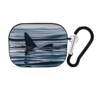 Shark Fin Water AirPods Pro Case Cover with Keychain Ring PC Hard Shell Protective Case for AirPods Pro 2nd for Women Men Generation Easy Open Full Drop Protection Cover Black-Style