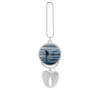 Shark Fin Water Car Hanging Ornament Rear View Mirror Pendant Lucky Presents Hanging Ornament Funny Car Pendant for Office Auto Home Decoration Silver-Style