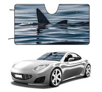Shark Fin Water Car Windshield Sun Shade Keep Car Interior Cool 55"x30" Folding Front Window Sun Shade, Heat Shield for SUV, Truck, Blocks UV
