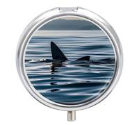 Shark Fin Water Pill Box Round Portable Small Pill Case Waterproof Travel Pill Box Organizer for Pocket Purse and Daily Convenience
