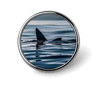 Shark Fin Water Round Badge Cute Enamel Lapel Pin Brooches Button Pin Personalized Clothing Decoration Unisex Badge Holder Hats Bags Shirts Decor