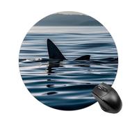 Shark Fin Water Round Mouse Pad Smooth Glide Gaming Mousepad Extra Density Portable Comfortable Mouse Mat for Desk, Home, Office 7.8x7.8 Inches