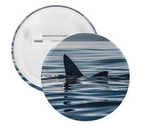 Shark Fin Water Tinplate Badge Personalized Round Brooch Large Craft Button Suitable for Teachers, Nurses, Doctors, Staff, Party Gift Accessories, 5PCS, Plastic, plastics