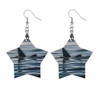Shark Fin Water Wooden Earrings for Women, Vintage Elegant Wood Jewelry, Lightweight Earrings for Wedding, Party, Everyday Jewelry Gift, Star, Wood, wood