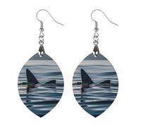 Shark Fin Water Wooden Earrings for Women, Vintage Elegant Wood Jewelry, Lightweight Earrings for Wedding, Party, Everyday Jewelry Gift, Circular, Wood, wood
