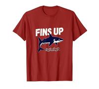 Shark Fins Up Women's Ocean Adventure Graphic T-Shirt, Men, Cranberry Red, X-Large