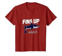 Shark Fins Up Women's Ocean Adventure Graphic T-Shirt, Youth, Cranberry Red, X-Small