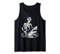 Shark Fishing Skeleton Halloween Angler Tank Top