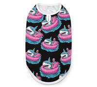 Shark Flamingo Swim Ring Dog And Cat Clothes Pet Summer Sleeveless T Shirt Basic Vest L