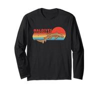 Shark Fuvahmulah Maldives Retro Sunset Long Sleeve T-Shirt