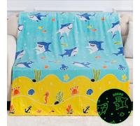Shark Gifts for Boys Girls - Glow in The Dark Ocean Animal Blanket for Kids Age 1-14 Years Old Child Toddler Best Birthday Valentines Easter Christmas Party Favors Present Soft Cozy Throw 50"x60"