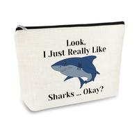 Shark Gifts for Women Shark Lover Gift Makeup Bag Shark Week Animal Lover Gift for Teen Girls Shark Girl Gift Ocean Shark Themed Cosmetic Bag Graduation Birthday Gifts for Daughter Friends Sister