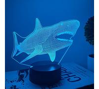 Shark Gifts, Ocean Fan 3D Night Light 16 Colors Changing lllusion Lamp with Remote Control Timer, Attivolife Home Bedside Decoration Birthday Christmas Present for Kids Boys Girls Children Men Women
