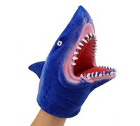 Shark Hand Puppet - Realistic Interactive Role Play Toy | Animal Head Finger Puppets for Bath Pool Home Party School Classroom Playroom Boys Girls, Soft Rubber Blue 1-Pack