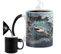 Shark Heat Changing Mug | Shark Juice Cups | Color Changing Heat Sensitive Mug, Sea Fish Pattern Coffee Cups, Magic Tea Cup for Coffee Milk