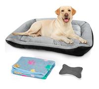 SHARK Heatail Large Size XL Dog Bed, Non-Slip Base Dog Mat, Washable Fluffy Dog Bed, Soft, Comfortable, Breathable, Anti-Anxiety Dog Basket - (80 x 60 x 15 cm, Grey)