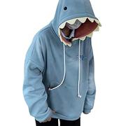 Shark Hoodie Women, Unisex Hoodie Oversize 3D Print Pullover Long Sleeve Sweatshirt with Hood Oversized Long Sleeve Shirt 90s Y2k Aesthetic E-Girl Teenager Girls Cute, blue, M