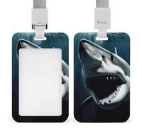 Shark Id Badge Holder with Lanyard, Clear Vertical Card Protector Waterproof, Breakaway Safety Neck Strap, Heavy Duty Name Tag Holder for Nurse Teacher Officer Staff Women Men