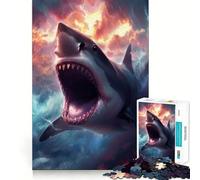 Shark In A Cosmic Storm 1000 Piece Jigsaw Puzzles for Teenagers Jigsaw Solid Logic Toy Calm Fun Precision Cut Santa Wish Item 38x52cm