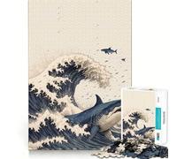 Shark in Japan Great Wave for Adults 1000 Piece Puzzle Mind Exercise Toy Gentle Leisure Design Assembly Seasonal Gift 50x75cm