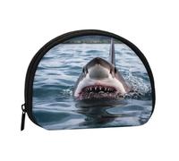 Shark in the Lake Coin Purse Personalized Coin Bag for Women Men Change Purse Small Wallets with Zipper Mini Shell Coin Pouch Outdoor Shopping Change Storage Bag Handbags Gifts
