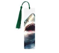 Shark in The Sea Wooden Bookmark Book Lovers Tassels Crafts Accessories Reading Book Club Party
