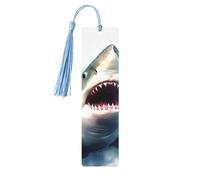 Shark in The Sea Wooden Bookmark Book Lovers Tassels Crafts Accessories Reading Book Club Party