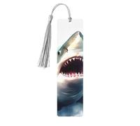Shark in The Sea Wooden Bookmark Book Lovers Tassels Crafts Accessories Reading Book Club Party
