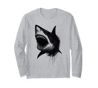 Shark Ink Art Grunge Aesthetic Ocean Predator Arty Portrait Long Sleeve T-Shirt