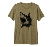 Shark Ink Art Grunge Aesthetic Ocean Predator Arty Portrait Premium T-Shirt