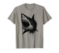 Shark Ink Art Grunge Aesthetic Ocean Predator Arty Portrait T-Shirt
