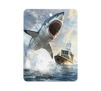 Shark Is Attacking Boat Car Aromatherapy Tablets Air Freshener Hanging Scented Cards for Rooms Bathrooms Wardrobe Square