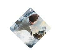 Shark Is Attacking Boat Car Aromatherapy Tablets Air Freshener Hanging Scented Cards for Rooms Bathrooms Wardrobe Rhombus
