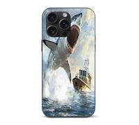 Shark Is Attacking Boat Cell Phone Basic Cases Compatible with iPhone 15/15 Plus/15 Pro/15 Pro Max