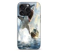 Shark Is Attacking Boat Cell Phone Basic Cases Compatible with iPhone 15/15 Plus/15 Pro/15 Pro Max