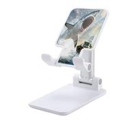 Shark Is Attacking Boat Folding Cell Phone Stand for Desk Adjustable Height Portable Cellphone Cradle for Office