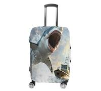 Shark is Attacking Boat Luggage Case Cover Protective Suitcase Covers Anti Scratch Baggage Washable Fits 19-32 Inch S