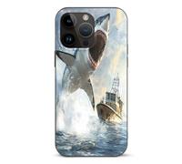 Shark Is Attacking Boat Phone Case Compatible with iPhone 14/14 Plus/14 Pro/14 Pro Max Flip Protective Cover with Card Holder
