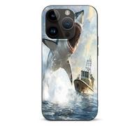 Shark Is Attacking Boat Phone Case Compatible with iPhone 14/14 Plus/14 Pro/14 Pro Max Flip Protective Cover with Card Holder