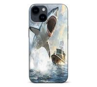 Shark Is Attacking Boat Phone Case Compatible with iPhone 14/14 Plus/14 Pro/14 Pro Max Flip Protective Cover with Card Holder