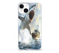 Shark Is Attacking Boat Phone Case Compatible with iPhone 14/14 Plus/14 Pro/14 Pro Max Flip Protective Cover with Card Holder