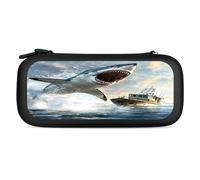 Shark is Attacking Boat Storage Bag Compatible with Switch Portable Carrying Case Protector Bags with 15 Games Accessories