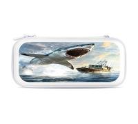 Shark is Attacking Boat Storage Bag Compatible with Switch Portable Carrying Case Protector Bags with 15 Games Accessories