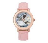 Shark is Attacking Boat Women's Watch Pink Rose Gold Strap Wristwatch Minimalist Easy Reader Watchec