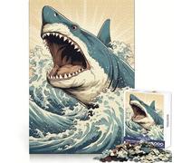 Shark Japan Great Wave 1000 Piece Jigsaw Puzzle for Teenagers Clear Logic Toy Calm Pastime Perfect Cut Classic Gift 50x75cm