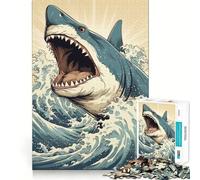 Shark Japan Great Wave 1000 Piece Jigsaw Puzzles for Adults Sharp Logic Toy Home Leisure Tight Cut Heartfelt Gift 38x26cm