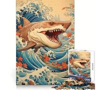 Shark Japan Great Wave 1000 Pieces Jigsaw Puzzles for Adults Recall Upgrade Stress Relief Tight Cut Santa Wish Pick 50x75cm